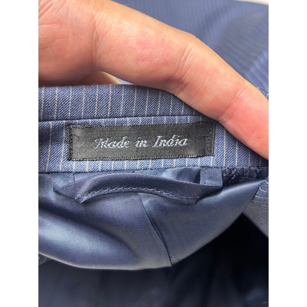 Lauren Ralph Lauren Mens 48L Blue Pinstripe 100% Wool Double Breasted Blazer - Picture 6 of 15